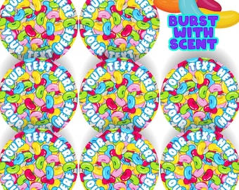 120 Colourful Jellybeans Scented Personalised Stickers - 30 mm - School Teachers Parents