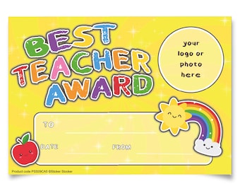 Personalised Best Teacher Award certificates - 2 or 20-  250gsm A5 silk finish Photo Paper Best Teacher Eve- End Of Year Gift Teacher Gifts