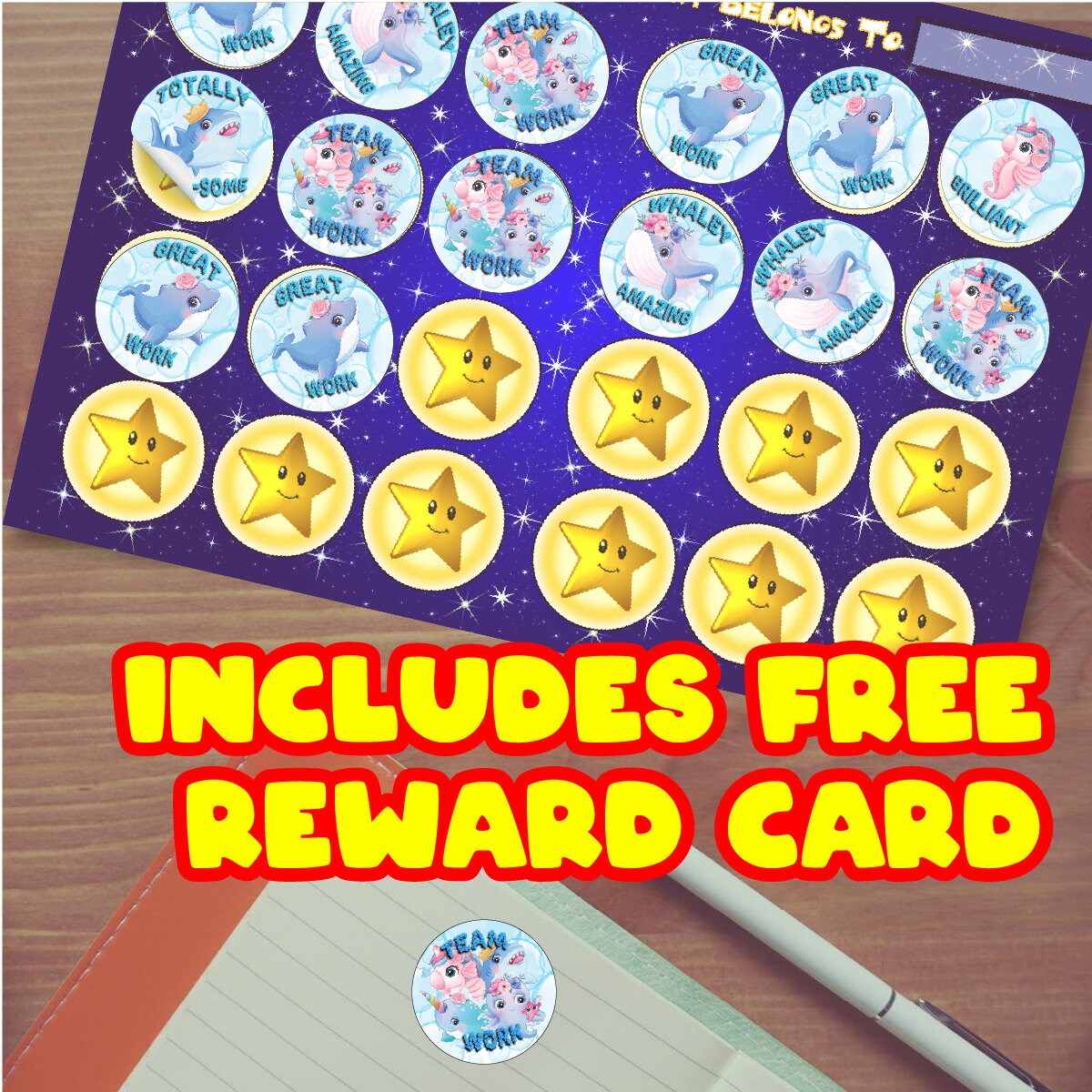 144 Deep Blue Sea Praise Words 30mm Kid's Reward Stickers For - View #3