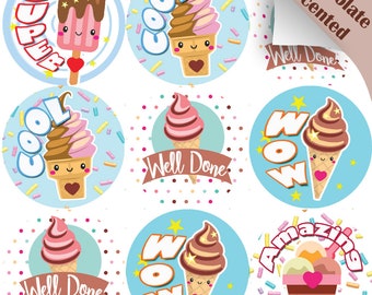 120 Chocolate Ice Cream 30mm Scented Reward Stickers for Teachers, Parents and Party Bags