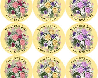 144 Flowers Personalised 30 mm Glossy Stickers Crafting Gift Packaging Seal Labels