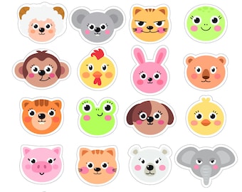 288 pegatinas de recompensa para niños con caras de animales adorables de 20 mm para profesores de escuela o enfermeras