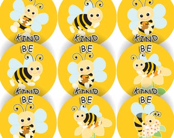 Handmade Be Kind Buzzing Bee Reward Stickers (30mm)