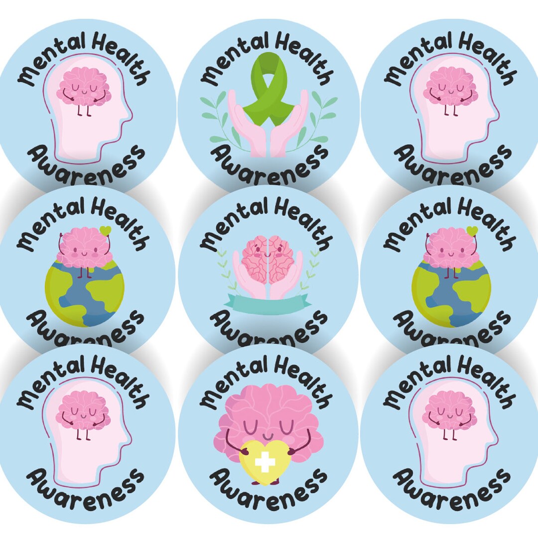 144 Mental Health Awareness 30mm Stickers for Nurse and School Teachers ...