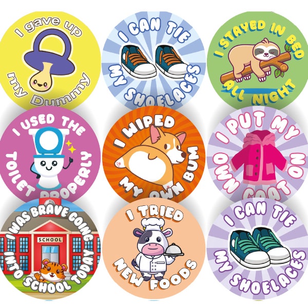 144 Pre School/Early Years Variety Pack 30mm Reward Stickers for Teachers and Parents Potty Training Toilet Training Toddler Rewards Nursery