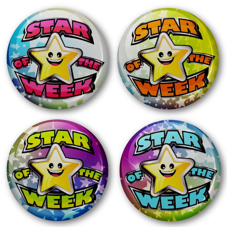 Star of the Week Badges - 38mm Reward Pins, Pack of 20 - Etsy UK