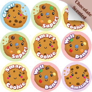 120 Smart Cookie 30mm Chocolate Scented Reward Stickers for Teachers, Parents and Party Bags