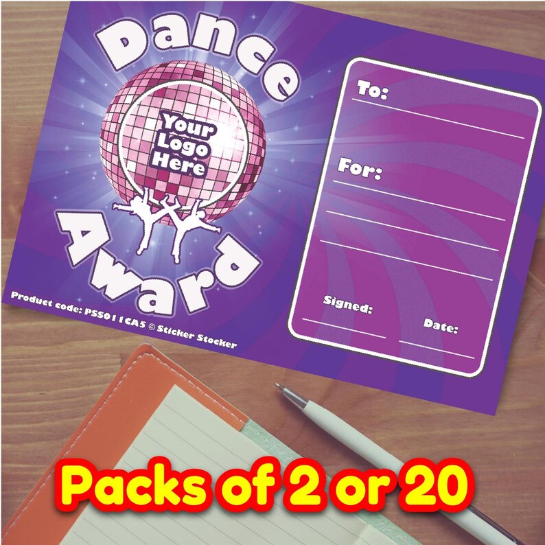 Personalised Dance Award Certificates 2 or 20 for School Teachers