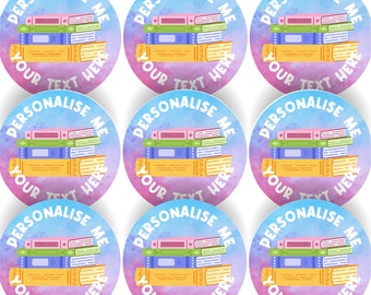 144 Personalised Book Stacks 30mm Reward Stickers for School Teachers, Parents and Nursery Library Reading Bookworm Books