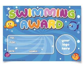 Personalised Swimming Award Certificates – A5, Logo Space
