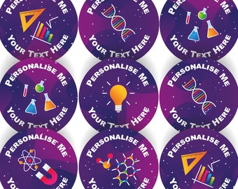 144 Science Symbols Personalised 30mm STEM Reward Stickers for School Teachers, Parents and Nursery