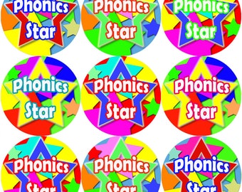144 Phonics Star 30 mm Reward Stickers for School Teachers, Parents and Nursery