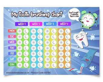 My Tooth Brushing Reward Charts Incentive Pack of 30 cards Suitable for up to 12mm stickers, 250gsm A5 silk finish card