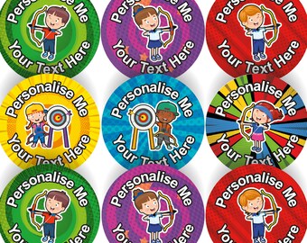 144 On Target Archery Themed Personalised 30 mm Reward Stickers for School Teachers, Parents and Nursery