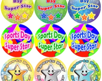 144 Sports Day Star 30 mm Reward Stickers for Teachers, Parents and Schools
