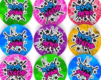 144 Superstar Rockstar 30mm Children's Reward Stickers for Teachers, Parents or Time Table Rock Stars(TTRS)