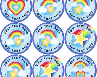144 Personalised Rainbows 30mm Reward Stickers for School Teachers, Parents and Nursery