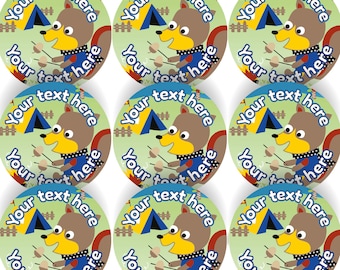 144 pegatinas personalizadas de recompensa de exploradores escolares forestales de 30 mm de ardillas de campamento para maestros de escuela, líderes exploradores, padres y guarderías