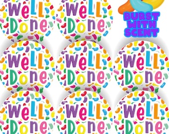 120 Well Done Jellybean Scented  30mm Reward Stickers for Teachers, Parents and Party Bags