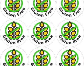 144 Gluten Free Stickers  - Green - 30mm Glossy Food Allergy Labels