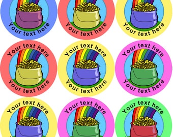 144 Pot of Gold Personalised 30mm Reward Stickers for School Teachers, Parents and Nursery