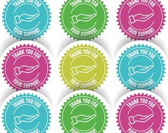 144 Thank You For Your Support 30mm Stickers Glossy Crafting Gift Packaging Seal Labels Small Business Charity Donation