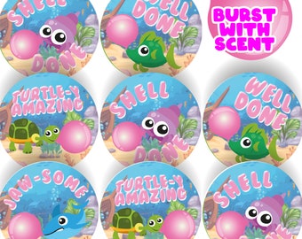 120 Bubblegum Buddies 30mm Scented Reward Stickers for Teachers, Parents and Party Bags