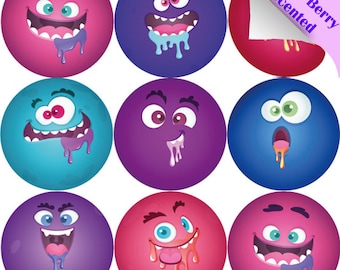 120 Mixed Berry Monsters 30mm Scented Reward Stickers for Teachers, Parents and Party Bags