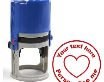 Personalised Stamp Lined Heart 30mm Self inking stamper for School Teachers, Parents and Nursery