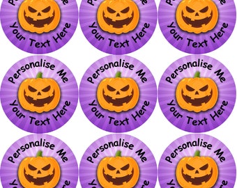 144 Personalised Purple Pumpkins 30mm Glossy Reward Stickers for School Teachers, Parents