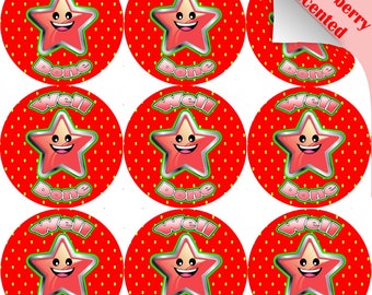 120 Strawberry Well Done Star 30mm Scented Reward Stickers for Teachers, Parents and Party Bags
