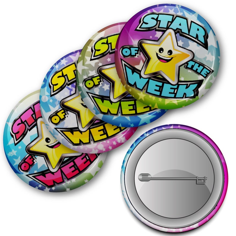 Star of the Week Badges - 38mm Reward Pins, Pack of 20 - Etsy UK