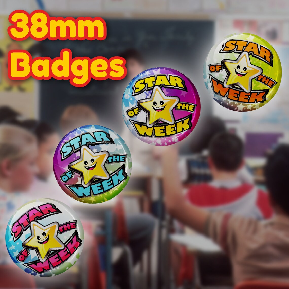 Star of the Week Badges - 38mm Reward Pins, Pack of 20 - Etsy UK