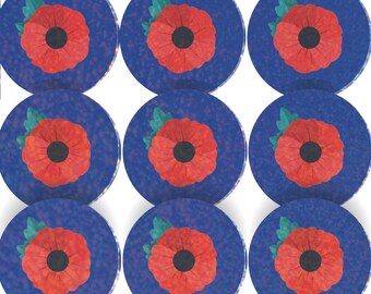 96 Sparkle Poppies Stickers 30mm + 60 Free Sparkle Smiles Remembrance Stickers for Teachers, Parents and Schools