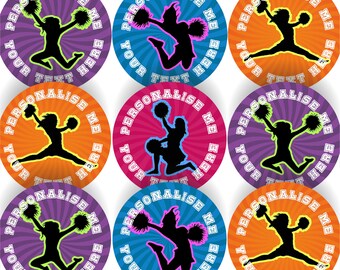 144 Personalised Cheerleading 30mm Sports Reward Stickers for Teachers, Parents, Party Bags, School Stickers, Roller Derby Skater
