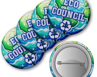 20 x Eco Council Button Badges (Pack of 20 Pin Badges - 38mm) school teachers
