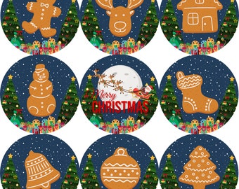 144 Gingerbread Christmas 30mm Round Children's Reward Stickers for Teachers, Parents and Party Bags