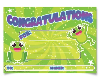 30 Congratulations Frog Award themed certificates for school teachers, 250gsm A5 silk finish card