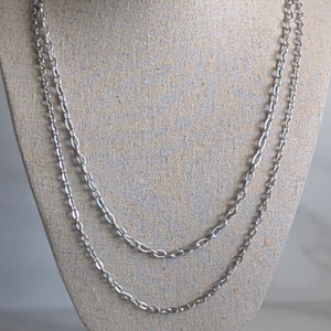 Vintage Sarah Coventry Necklace Layered Chain Link Two Strand Silver Tone 34&quot;