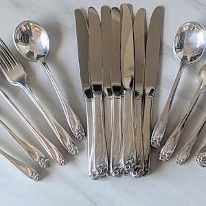 1847 Rogers Bros. IST Daffodil Silber Teller Besteck - 64 Stück - Service für 8