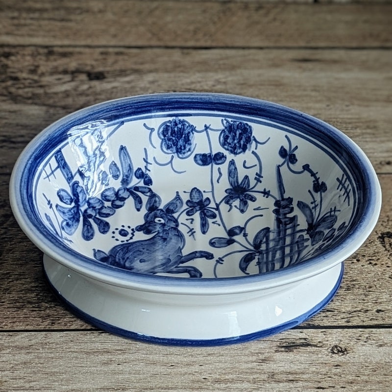 Soap Dish - blue pottery - jaune - POR559