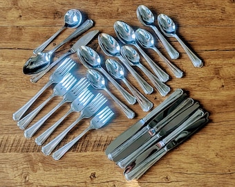 Oneida Silversmiths Clairhill Fairhill Silverplate Flatware including Spoons, Forks, Knives, Serving Pieces