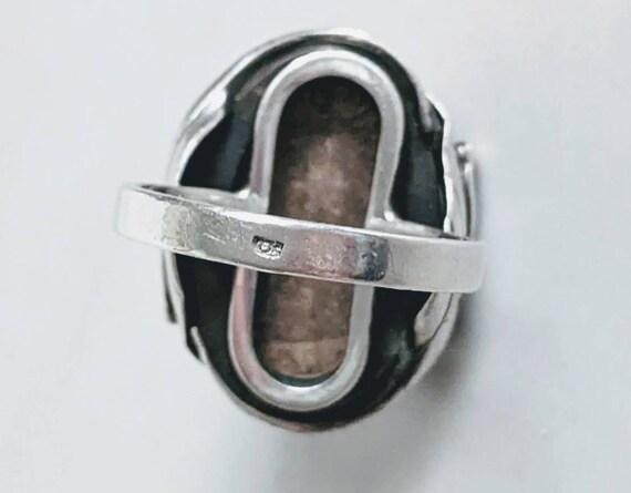 Sterling Silver Faux Amber Statement Ring - Size 9 - image 6