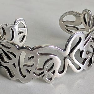 Vintage Sterling Silver Modernist Wide Cuff Bracelet 52 g Signed VOCARI