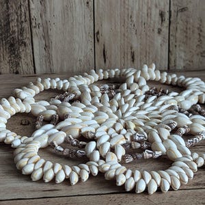 Vintage Boho Seashell LARGE Trivet 10.25&quot;