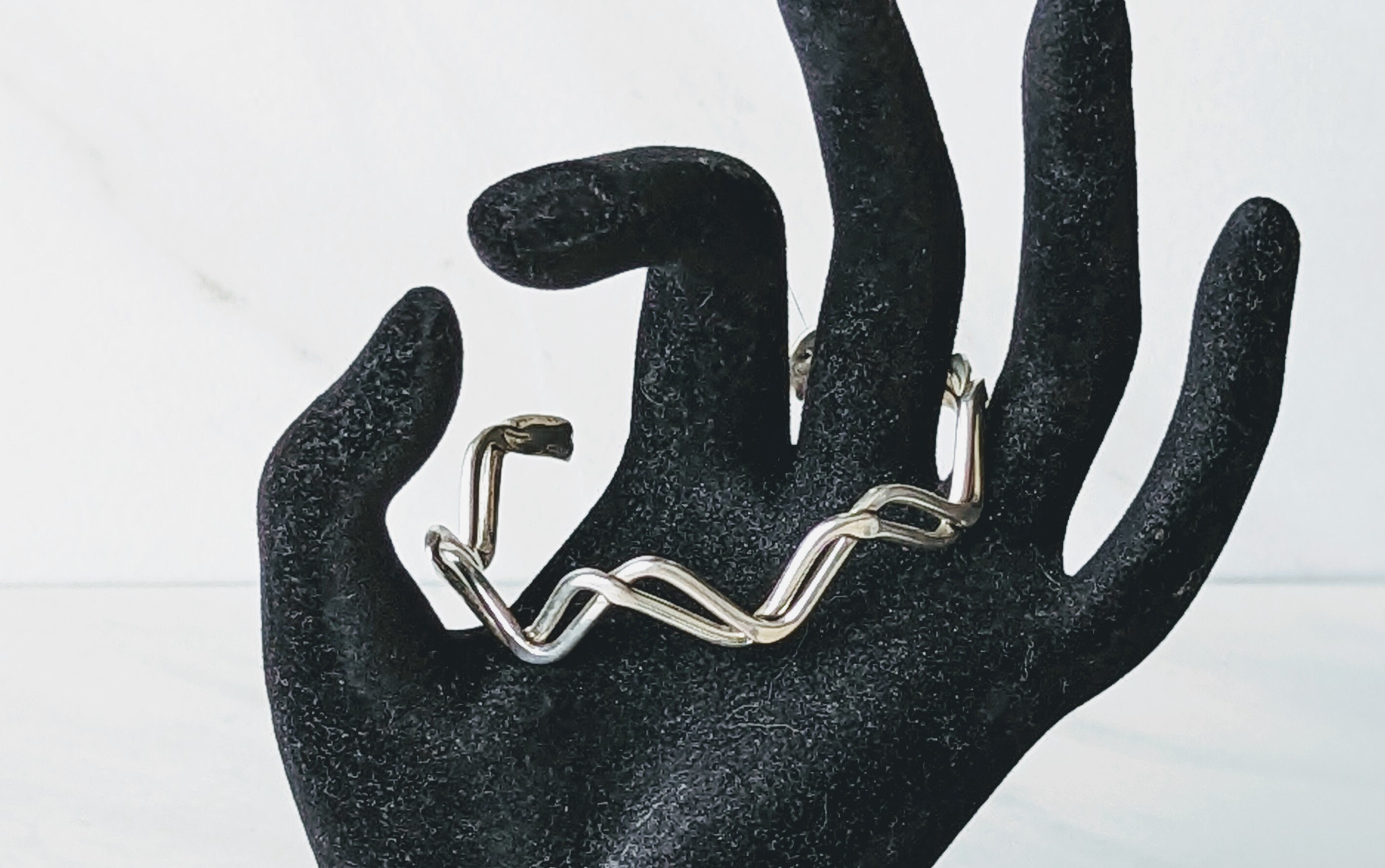 Mexicoシルバー　ウェーブリング Vintage Mexico Sterling Silver Twisted Wave Zig Zag Wire