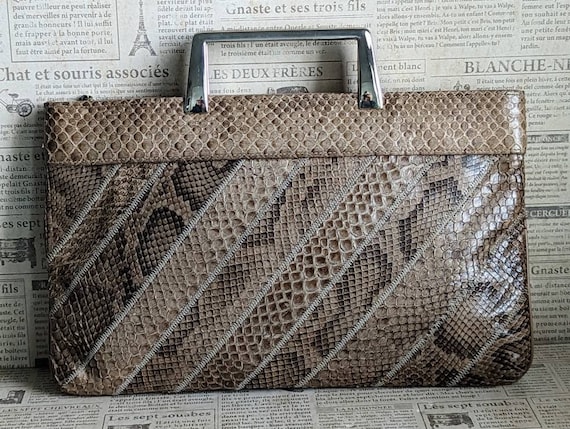 1970s Bags by Veron Snakeskin Leather Clutch Purs… - image 1