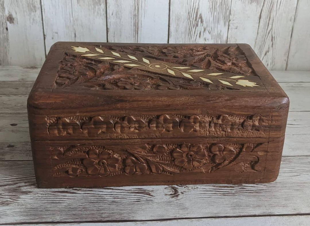 Vintage Inlay Jewelry Box, Vintage Inlaid Wood Jewelry Box, Mother of ...