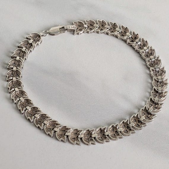 Vintage Peruvian Leaf Pattern Sterling Silver Bra… - image 4