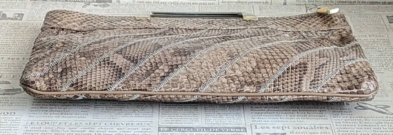 1970s Bags by Veron Snakeskin Leather Clutch Purs… - image 7